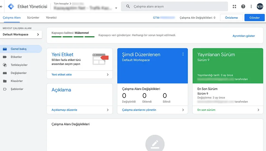 Google Tag Manager ArayÜZÜ