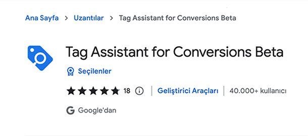 Tag Assistant For Conversions Eklentisi